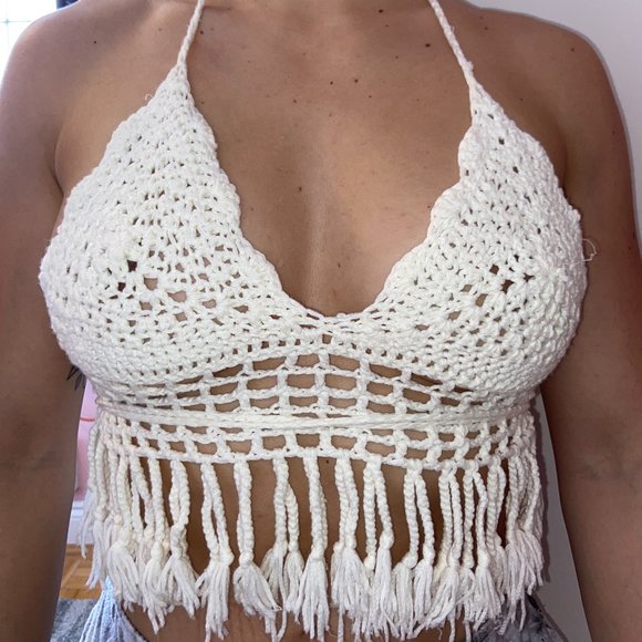 Sabo Skirt Two-Piece Crochet Bralette Set || White - Picture 7 of 16